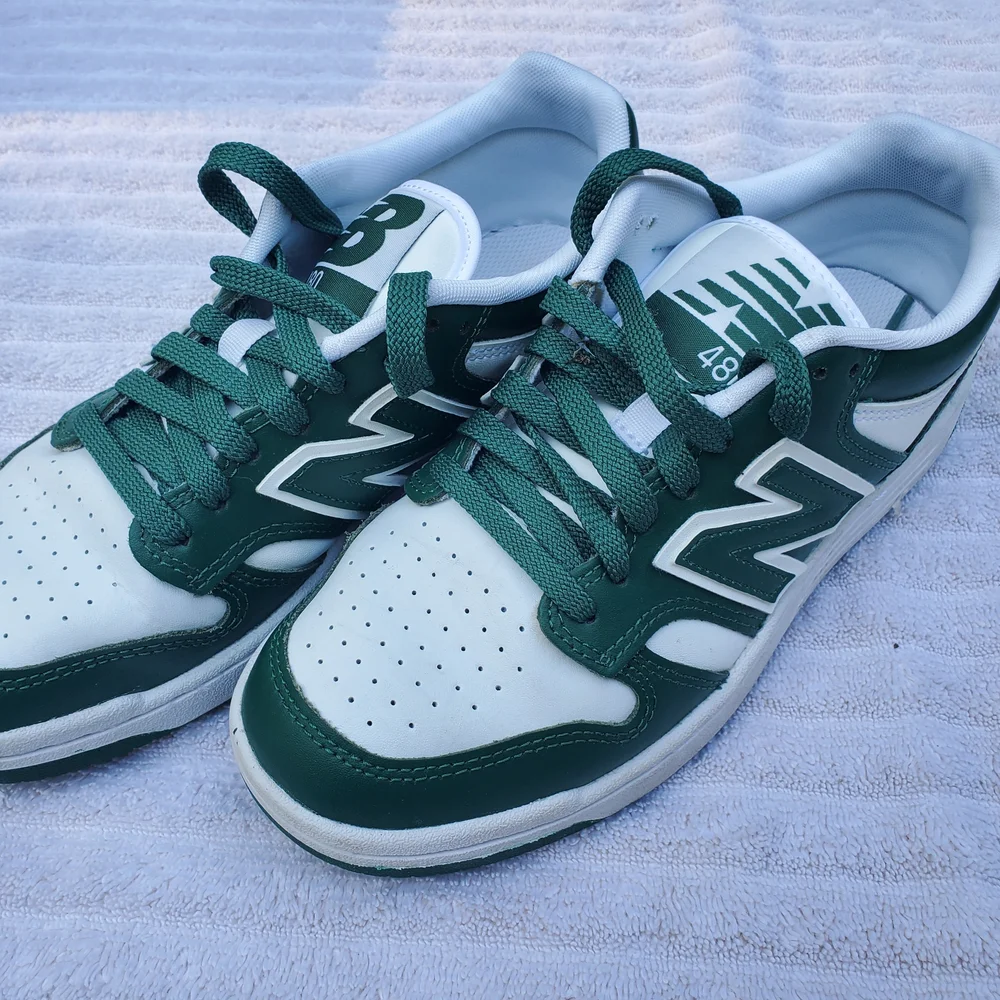 New Balance 480 Green and White Court Shoes 5.5Y - Picture 1 of 7